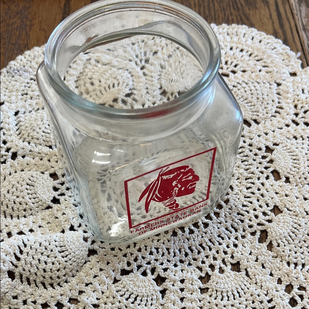 Vintage Glass Jar with Native American chief Logo
